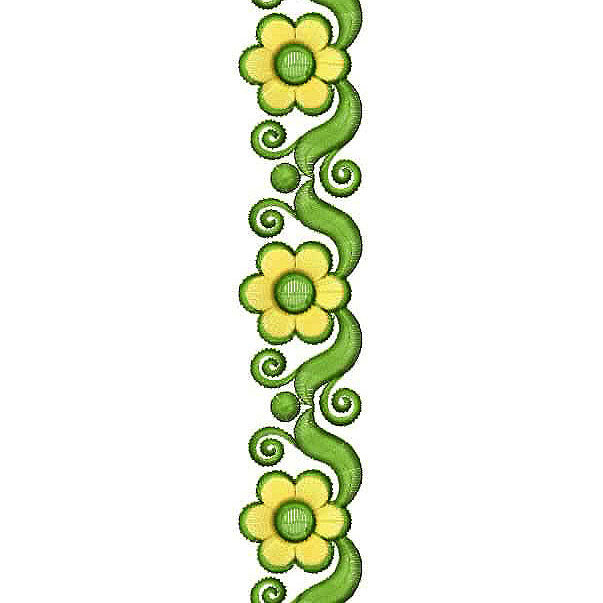 Yellow Small Flower Lace Embroidery Design 24748