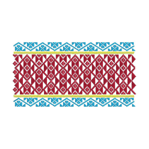 Colorful Assamese Textile Pattern Embroidery