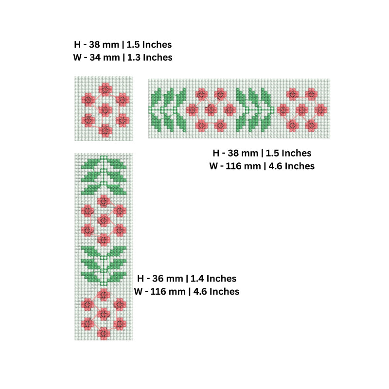 Charming Floral Border Cross Stitch Embroidery Design