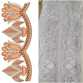 Cut Work Lace Embroidery Design 25407