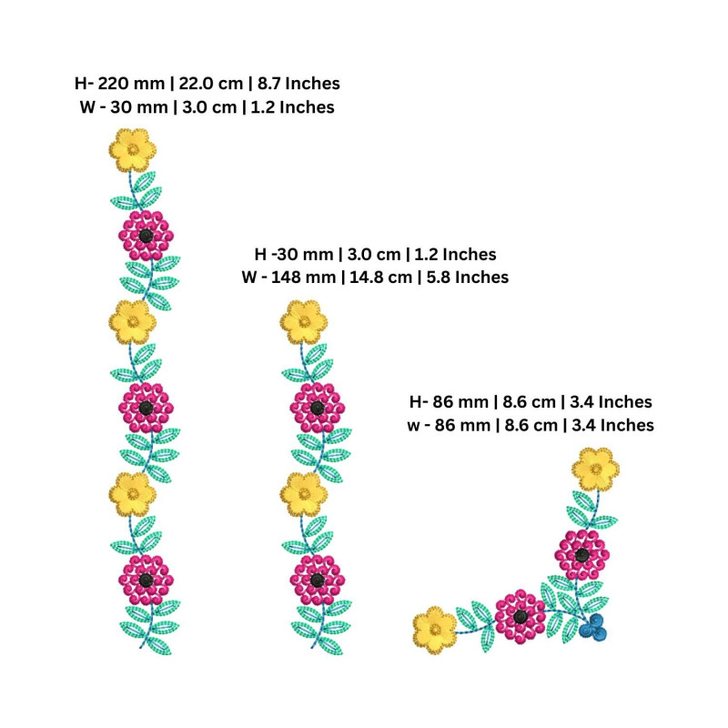 EmbDesignTube Floral Border & Corner Embroidery Design Set