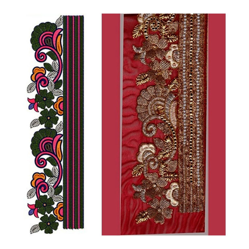 Wedding Wear Lace Embroidery Design