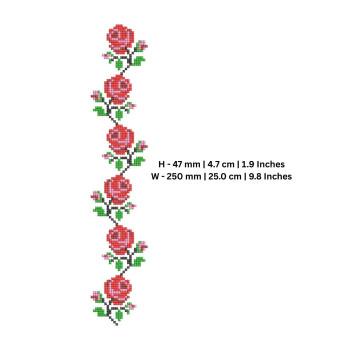 Rose Border Cross Stitch Machine Embroidery Design