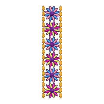Color South Indian Floral Border Embroidery Design
