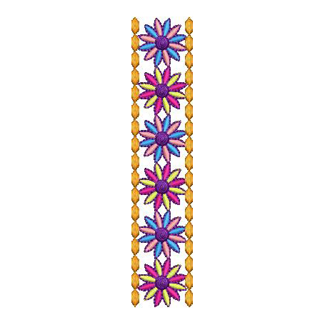 Color South Indian Floral Border Embroidery Design