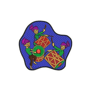 Men Playing Dhol Embroidery Design 16369