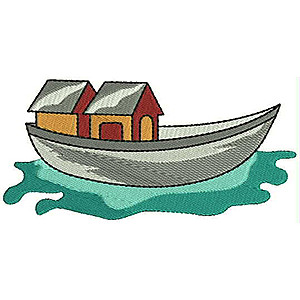 Wooden Boat Embroidery Design 8275