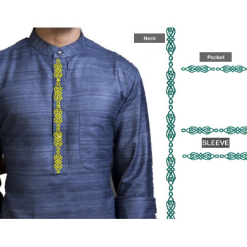 New Placket Mens Neck Embroidery Design 25470