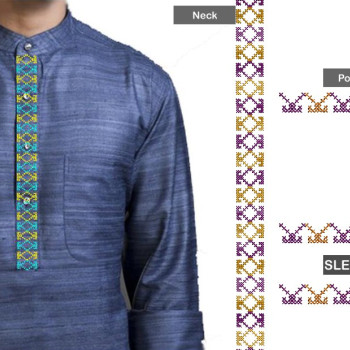 Nigerian Style Placket Neck Embroidery Design 25468