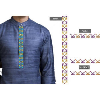 Nigerian Style Placket Neck Embroidery Design 25468