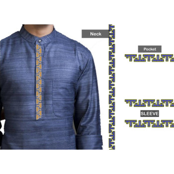 Placket Mens Neck Embroidery Design 25467