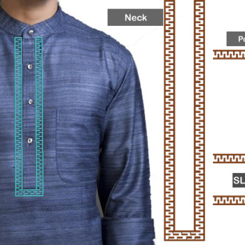 Placket Mens Neck Embroidery Design 25472