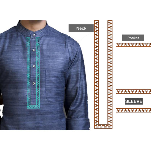 Placket Mens Neck Embroidery Design 25472