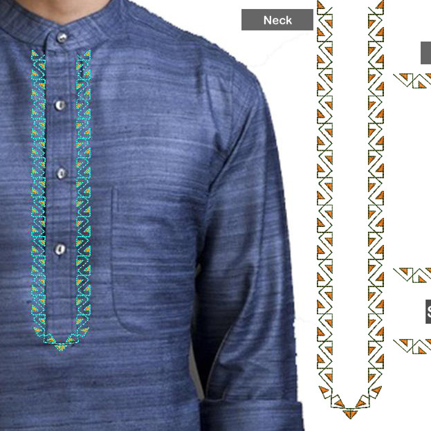 Placket Mens Neck Embroidery Design 25473