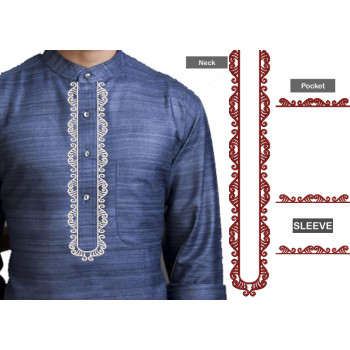 Placket Mens Neck Embroidery Design 25474