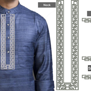 Unique Style Placket Mens Neck Embroidery Design 25471