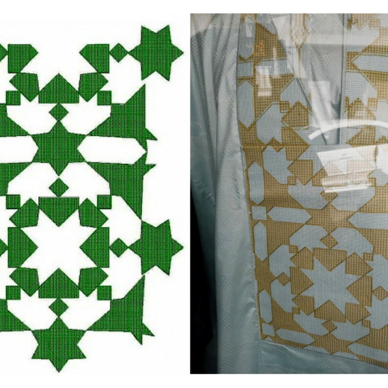 African Caftan Mans Neck Embroidery