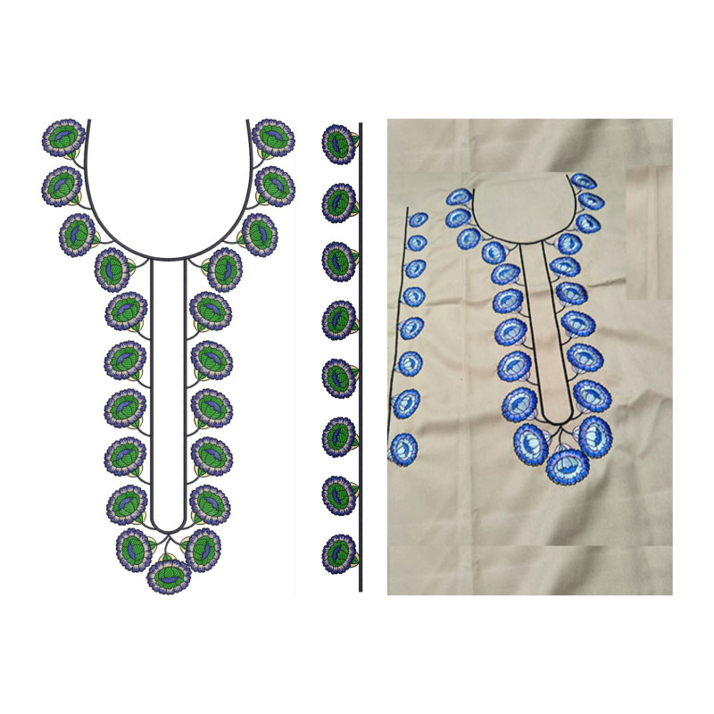 Kenya African Caftan Men's Neck Embroidery Design 21493