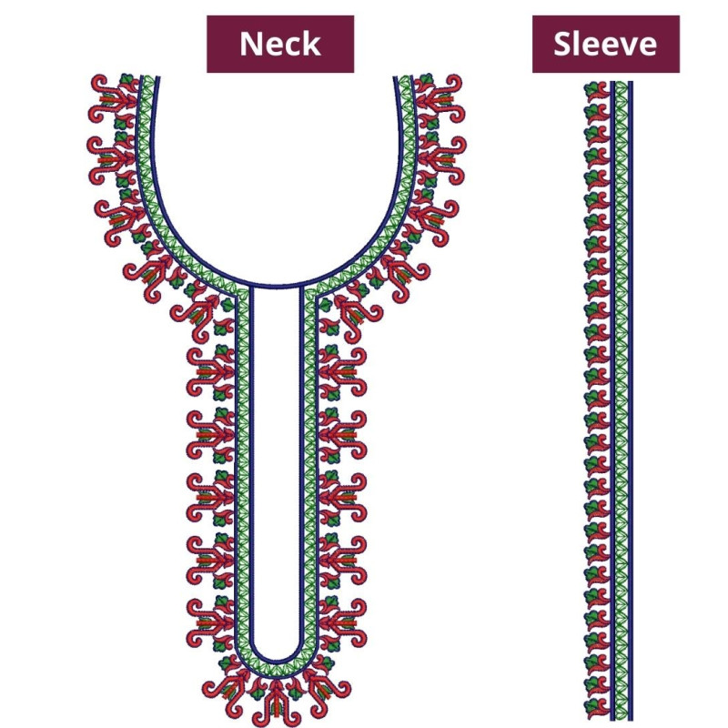 Kenya African Caftan Men's Neck Embroidery Design 21494