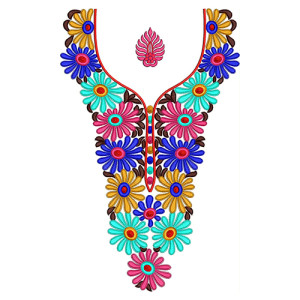 Vibrant Color Arabian Jalabiya Neck