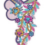 Flower With Sequins Neck Embroidery Design