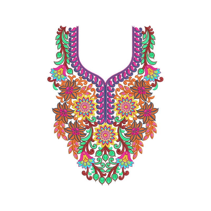 Modern British Clothing Neck Gala Embroidery Design