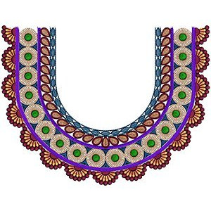 Neckline Fashion Boarder Embroidery Dress Cording Design