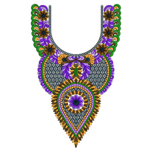 Stylish Scoop Neck Embroidery Design 12535