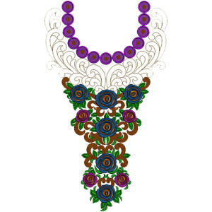 Evening Party Dress Neck Embroidery Design 14047