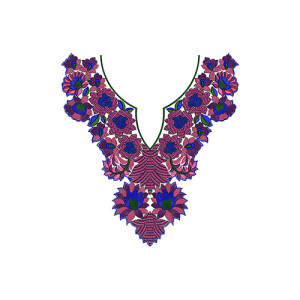 Knit Dresses Embroidery Neck Design 14048