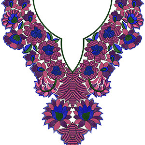 Knit Dresses Embroidery Neck Design 14048