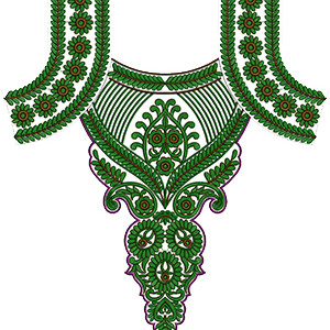 Tunisian Fashion Neck Yoke Gala Embroidery Design 14155