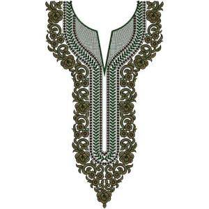 Lady Fashion Neck Embroidery Design 14923