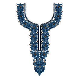 Vintage Floral Neck Yoke Gala Embroidery Design 15498