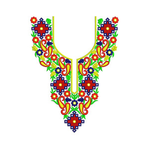 Flower Collar Neck Dress Design 16797