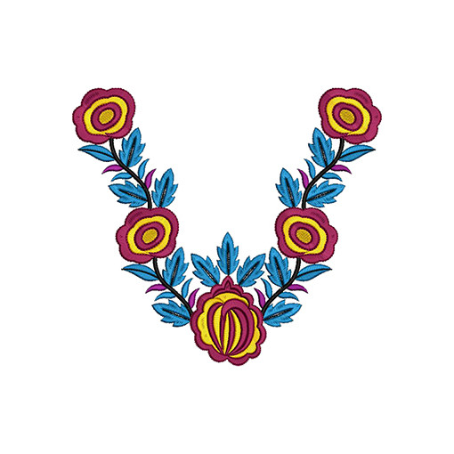 Beautiful Ethnic Flowers Neck Design 16799