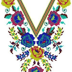 Neck Cross Stitch Embroidery Design 17083