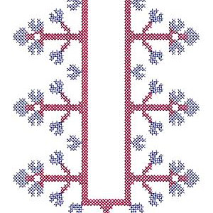 Croos Stitch Dress Neck Embroidery Design 17089