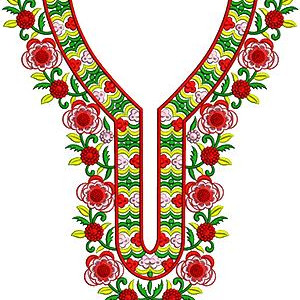 New Abaya Embroidery Neck Design 17093