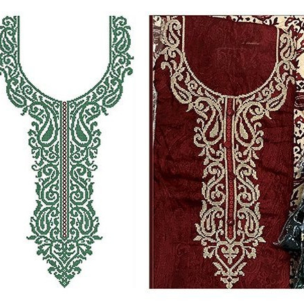 Paisley Cross Stitch Neck Embroidery Designs