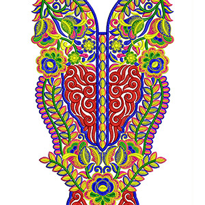 Vintage Hippie Floral Neck Embroidery Design