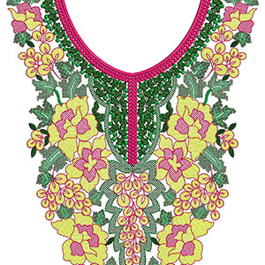Robe Dress Neck Cross Stitch Embroidery Design