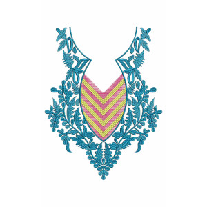 Long Kabaya Dress Neck Embroidery Design