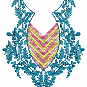 Long Kabaya Dress Neck Embroidery Design