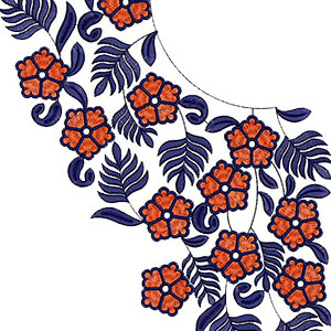 Vintage Floral Neck Embroidery Design