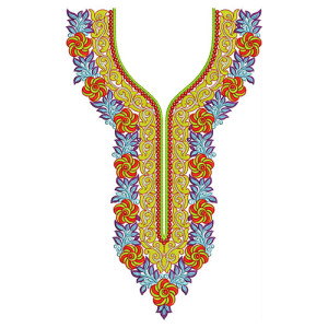 Floral Neckline Neck Embroidery Design 21198
