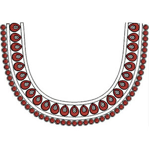 Embossed Thread And Antique Neck Embroidery Design 21582