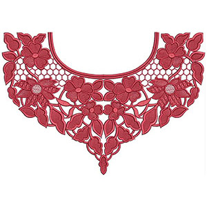 Honeycomb Pattern Crochet Neck Embroidery Design 21654