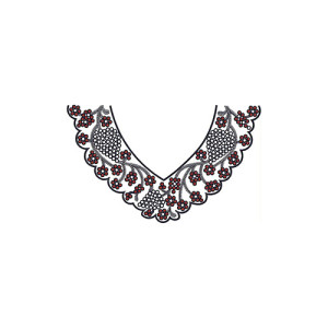 Purple Blue Handwork Necklace Style Neck Embroidery Design 21655