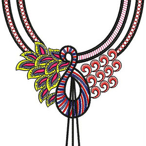 Nigeria Peacock Shape Neck Embroidery Design 21837